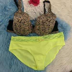 Cacique Lane Bryant Cheetah Print Support Bra New Victoria Secret Panties 40C